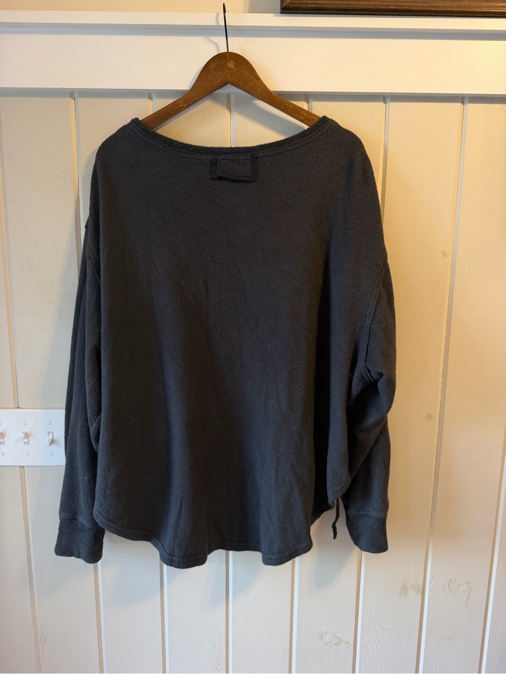 Free People Charcoal Gray Oversized Sweatshirt, Side Ties, Oversized, Size XL - Picture 6 of 8